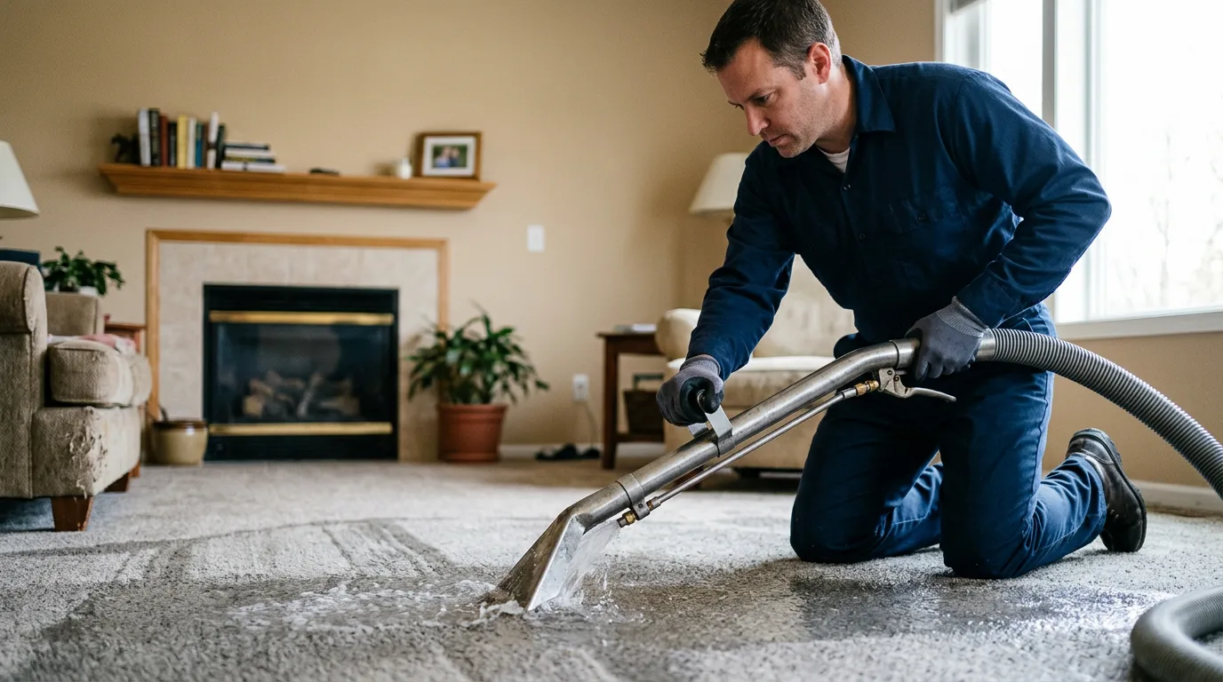 Water damage restoration technician working near Bluff Dale, TX